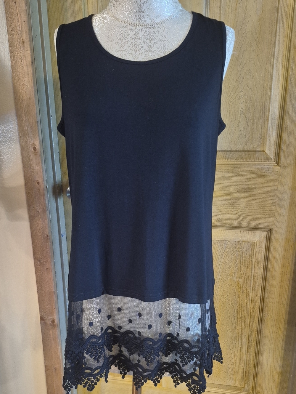 Kaktus Black Tank Size Large Viscose Spandex Body With Lace Extender Bottom